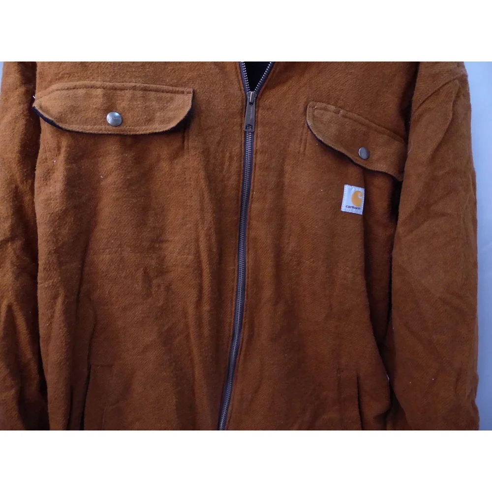Carhartt Men's 2XL Brown Cotton Fleece Lined Zip Front Jacket 104074 213